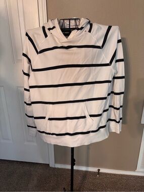 Goodthreads White Hoodie with Black Stripes - XL